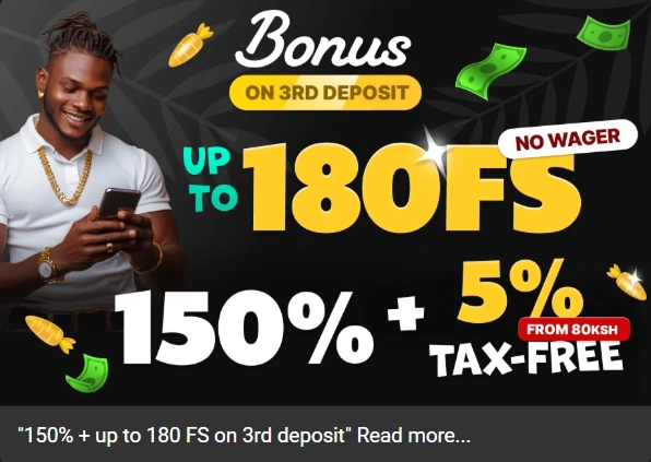 WRbet third deposit 180 free spins 150 percent
