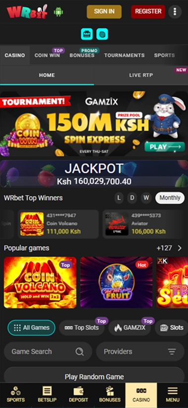 WRbet mobile casino with Spin Express tournament