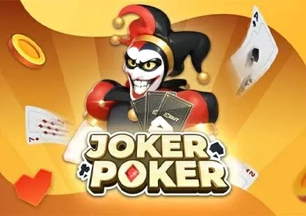 Joker Poker jester with playing cards
