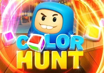 Color Hunt blue hooded character with cubes